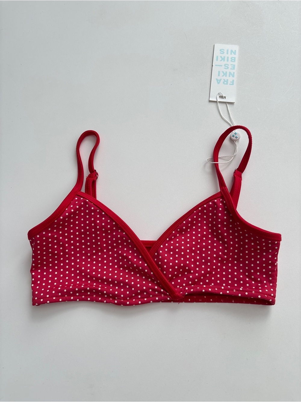 Frankies Bikinis Swim Bikini Top Wireless Clairo Bralette Scarlet Dot Nwt XS